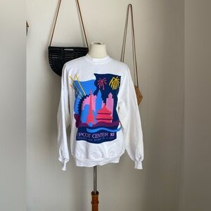 Vintage DISNEY Designs Epcot Center 10 Crew Neck Pullover Sweater, Size Large